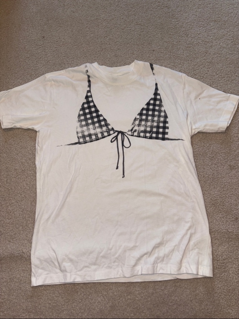 White Graphic Tee with Black Bikini Print